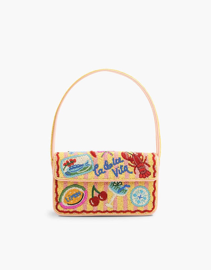 Riviera Chic "La Dolce Vita" Beaded Shoulder Bag