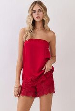 Lace Trim Strapless Top