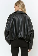 Bubble Hem Faux Leather Jacket