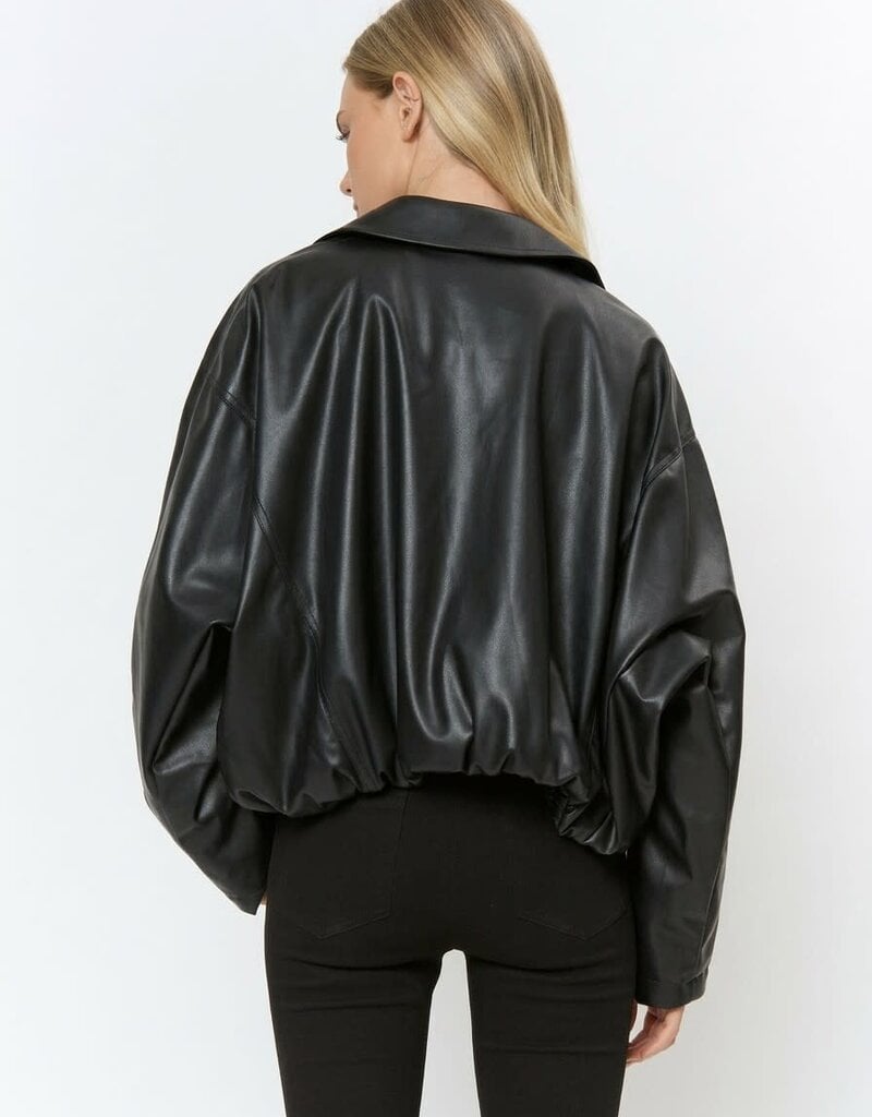 Bubble Hem Faux Leather Jacket
