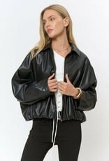 Bubble Hem Faux Leather Jacket