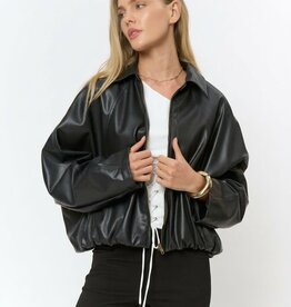 Bubble Hem Faux Leather Jacket