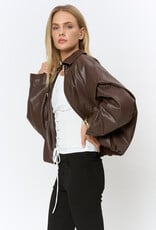 Bubble Hem Faux Leather Jacket