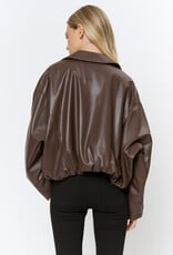 Bubble Hem Faux Leather Jacket