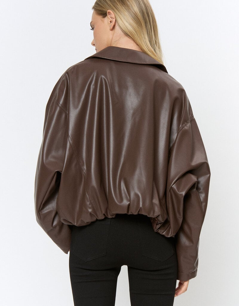 Bubble Hem Faux Leather Jacket