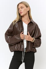 Bubble Hem Faux Leather Jacket