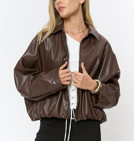 Bubble Hem Faux Leather Jacket