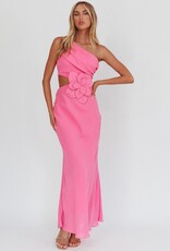 Jillian One Shoulder Cut Out 3D Flower Maxi Dress