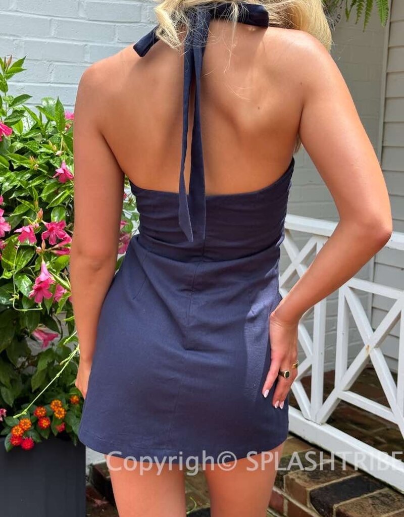 Ainsley Halter Twist Front Mini Dress