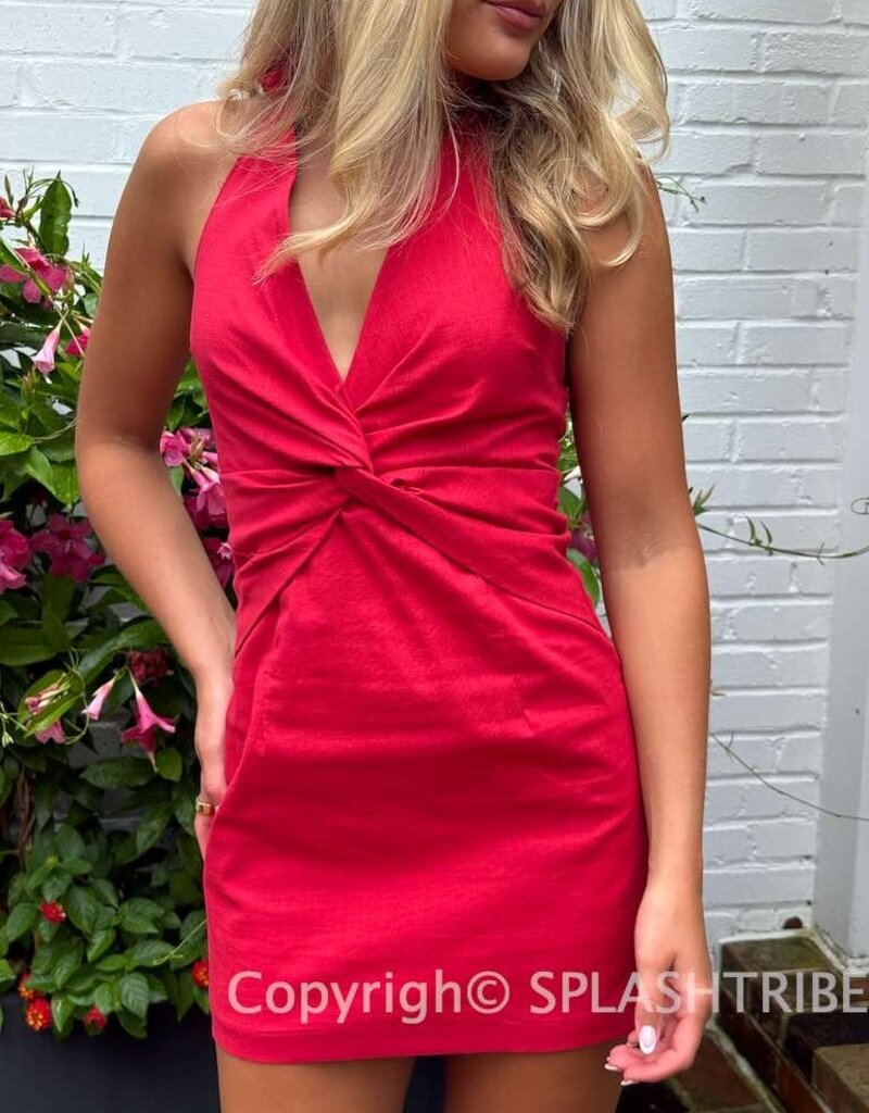Ainsley Halter Twist Front Mini Dress