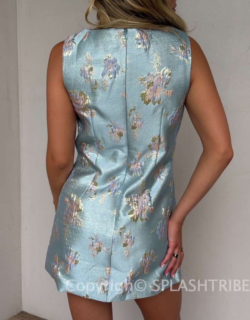 Anna Sleeveless Floral Jacquard Mini Dress