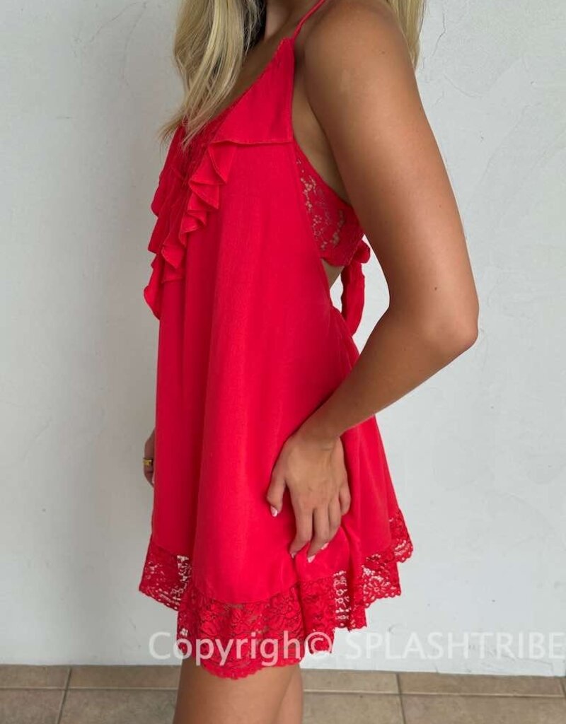 Sydney Lace Trim Tie Back Swing Mini Dress