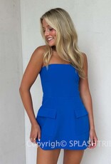 Front Pocket A Line Strapless Mini Dress