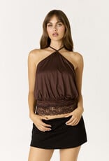 Ruby Halter Top With Lace Trim