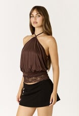 Ruby Halter Top With Lace Trim