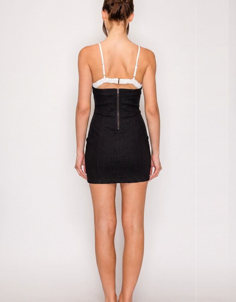 Felicity Lace Trim Contrast Panel Mini Dress