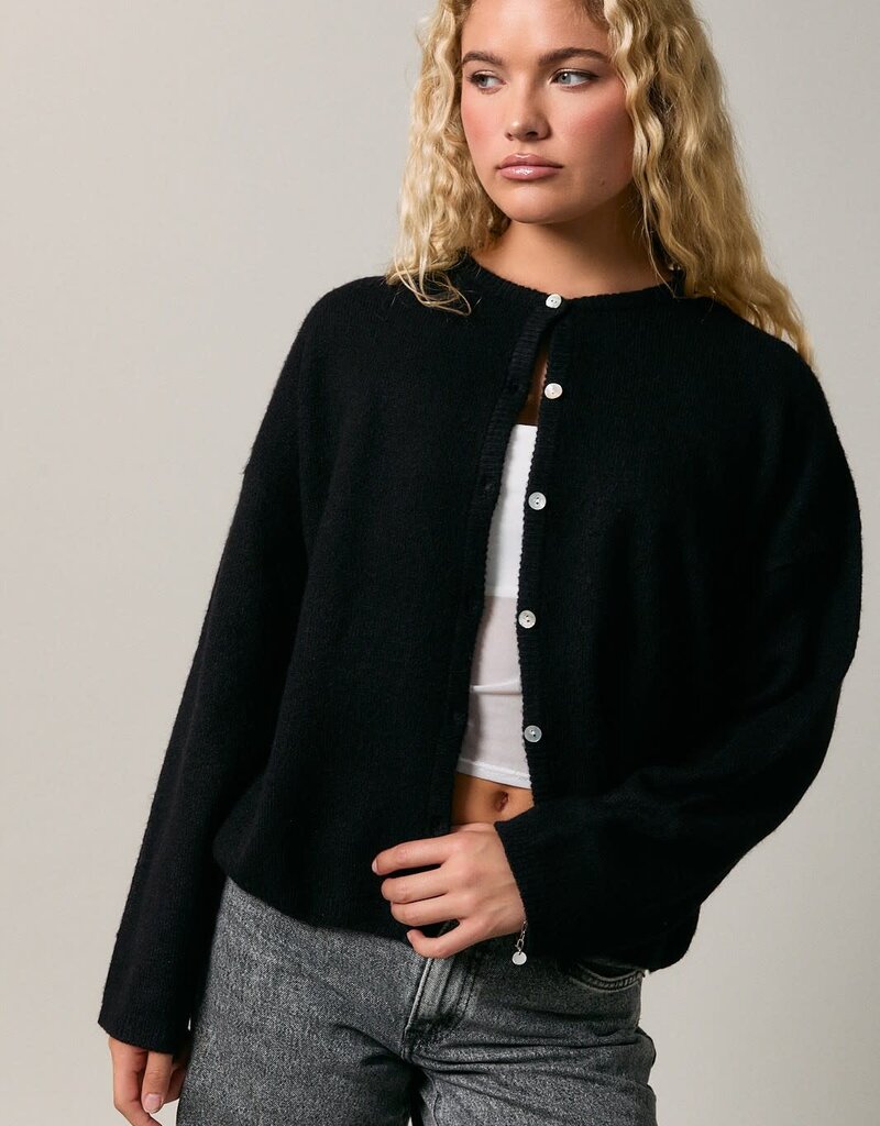 Long Sleeve Crew Neck Sweater Cardigan