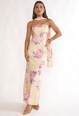 Helen Strapless Floral Scarf Neck Maxi Dress