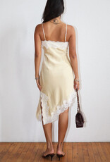 Satin Lace Trim Bias Mini Dress