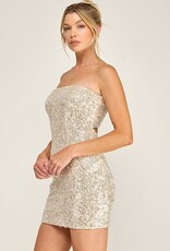 Cloud Nine Strapless Bead Sequin Mini Dress