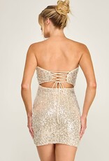 Cloud Nine Strapless Bead Sequin Mini Dress