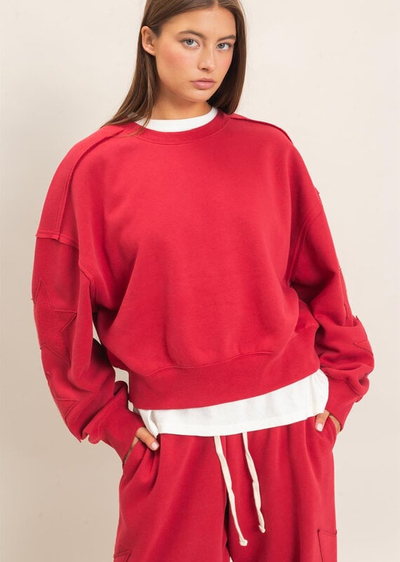 Essential Star Patch Fleece Crewneck Sweatshirt