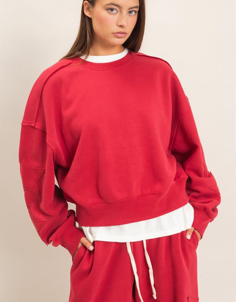Essential Star Patch Fleece Crewneck Sweatshirt