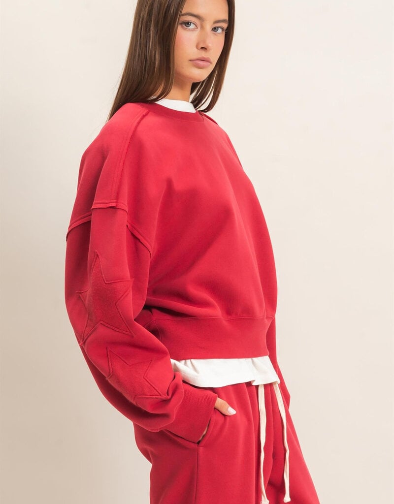 Essential Star Patch Fleece Crewneck Sweatshirt