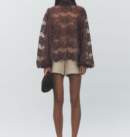 Maude Club Delicate Lace Blouse With Bow Back Tie