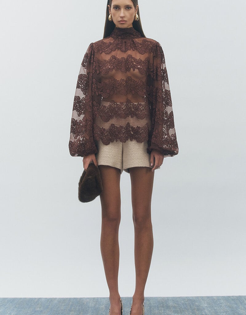 Maude Club Delicate Lace Blouse With Bow Back Tie