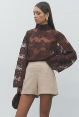 Maude Club Delicate Lace Blouse With Bow Back Tie