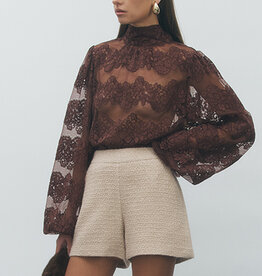 Maude Club Delicate Lace Blouse With Bow Back Tie