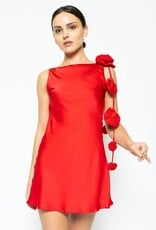 Lila 3D Rose Satin Detail Backless Mini Dress