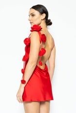 Lila 3D Rose Satin Detail Backless Mini Dress