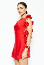 Lila 3D Rose Satin Detail Backless Mini Dress
