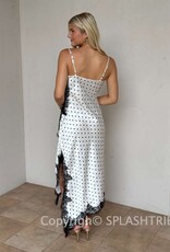 Alyssa Polka Dot Lace Trim Midi Slip Dress