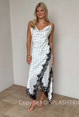 Alyssa Polka Dot Lace Trim Midi Slip Dress