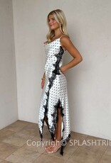 Alyssa Polka Dot Lace Trim Midi Slip Dress
