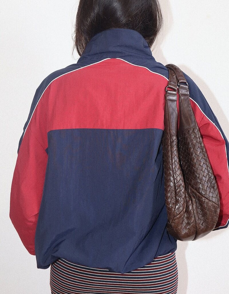 Retro Color Block Zip Up Jacket
