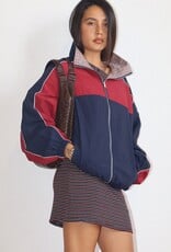 Retro Color Block Zip Up Jacket