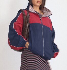 Retro Color Block Zip Up Jacket