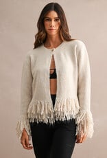 Fringe Single Button Cardigan Sweater