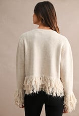 Fringe Single Button Cardigan Sweater