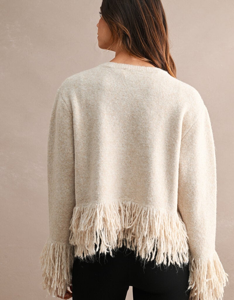 Fringe Single Button Cardigan Sweater