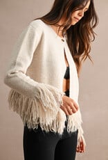 Fringe Single Button Cardigan Sweater