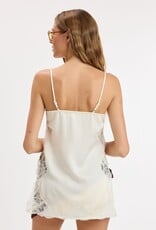 Textured Satin Lace Detail Side Slit Top