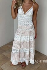 Floral Embossed Lace Floral Midi Dress