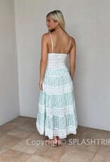 Floral Embossed Lace Floral Midi Dress