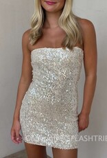 Cloud Nine Strapless Bead Sequin Mini Dress