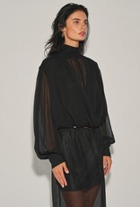 Semi Sheer Draped Balloon Top